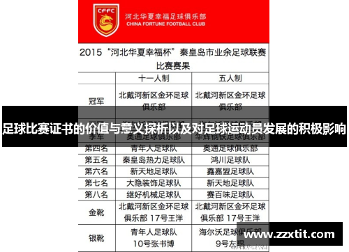 足球比赛证书的价值与意义探析以及对足球运动员发展的积极影响
